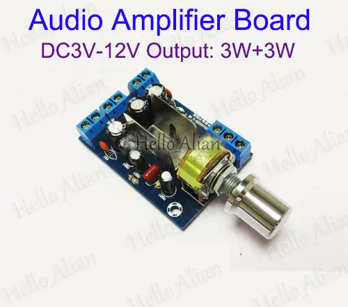 TEAB Stereo Audio Power Amplifier Board AC 5V-9V DC 5V-12V 3W*3W Dual Channel VOL
