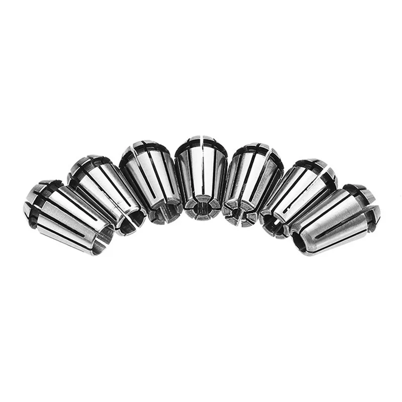 7Pcs ER11 1-7mm Spring Collet Set With ER11A 5mm Extension Rod Motor Shaft Holder High Grade 45 Carbon Steel Tool Holder