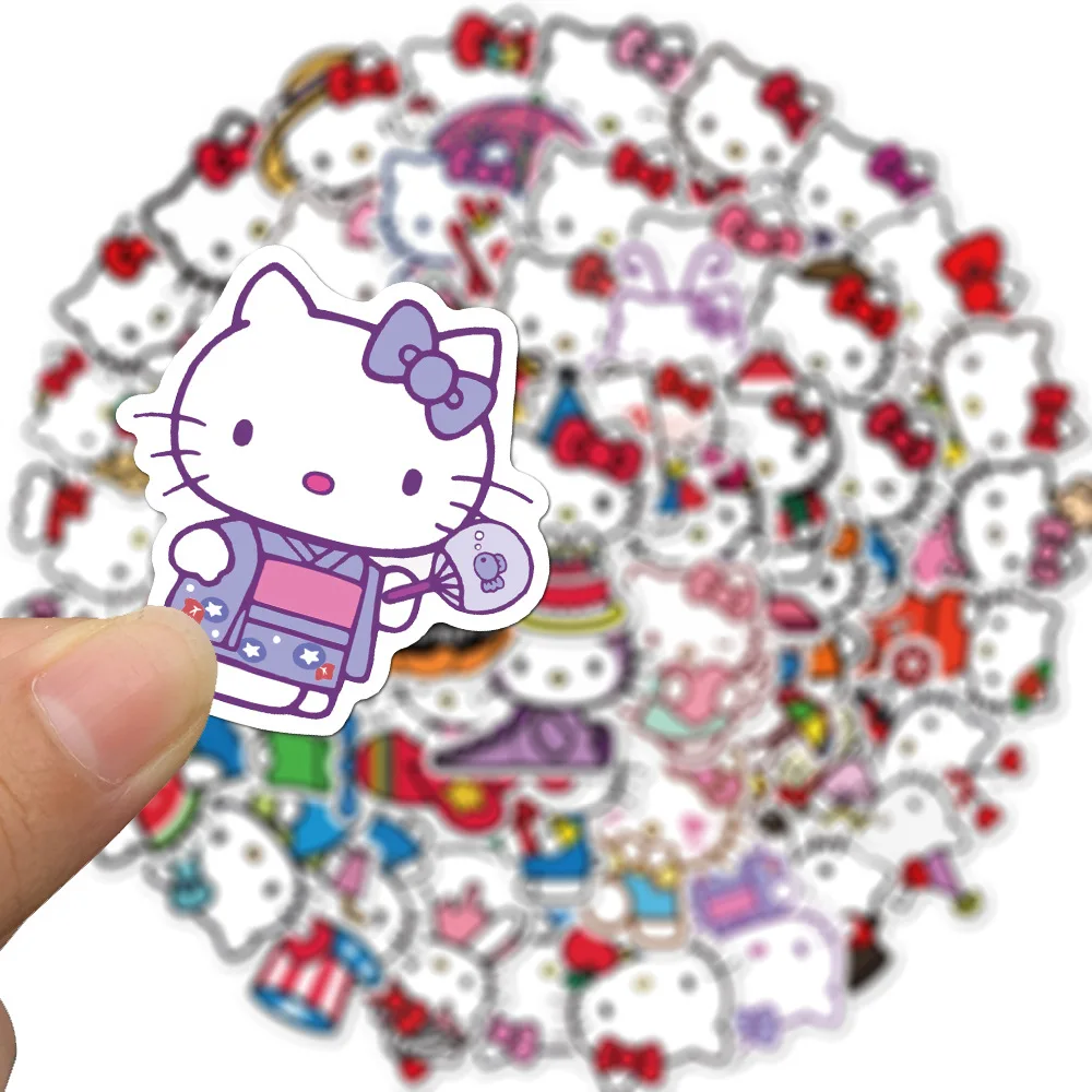 

30/50pcs Cute Hello Kitty Anime Sticker Laptop Skateboard Water Cup Pegatinas Refrigerator Car Motorcycle PVC Kids Gift