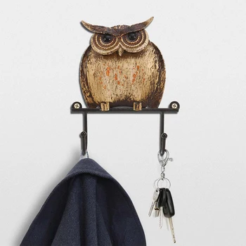 

Coat Hat Holder Clothes Supplies Home Hangers Organizer Metal Sculpture Rustic Owl Iron Keys Bathroom Wall Hook Vintage Kitchen