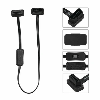 

OBD2 Extension Cable 16Pin With Switch ON/OFF Diagnostic Tools Black Automotive