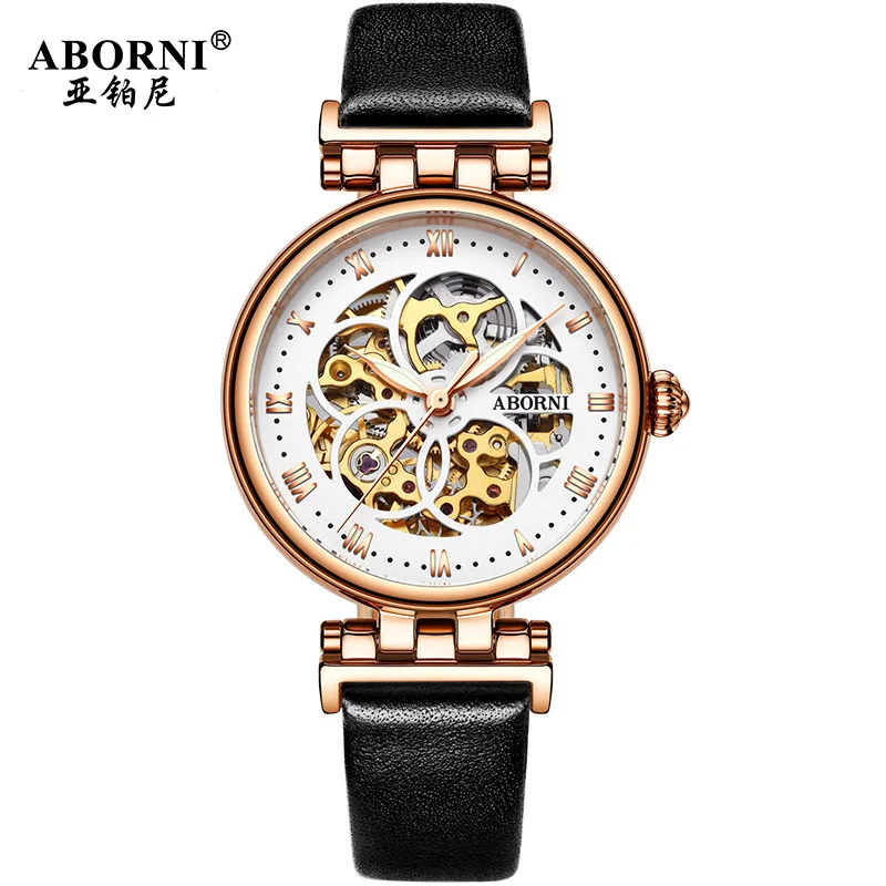 2021 Mechanical Watch Women Bracelet Watch Automatic Wristwatch Leather Stainless Steel Band Female Clock Chic Reloj Mujer 