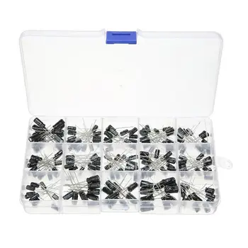 

200pcs/lot Radial capacitors set 15Values 0.1uF-220uF Electrolytic Capacitor Assortment Kit 10V/16V/25V/50V capacitor pack