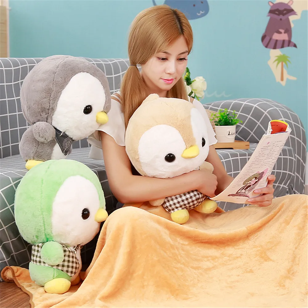 

Long Pigskin Faux Rabbit Fur Cute Penguin Doll Plush Toys Oceans Animal Cute Penguin Airable Blanket Pillow