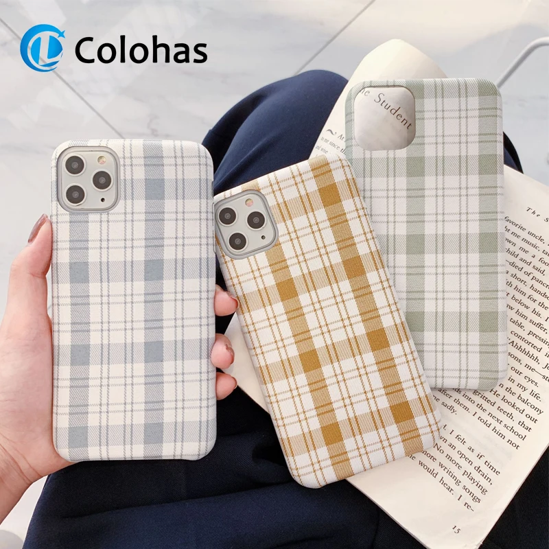 

Autumn Warm Plaid Plush Phone Case Simple Cloth Fabric Soft Tpu Cases for Iphone 11 11 Pro Max X XS Max XR 6 6s 7 8 plus Cover
