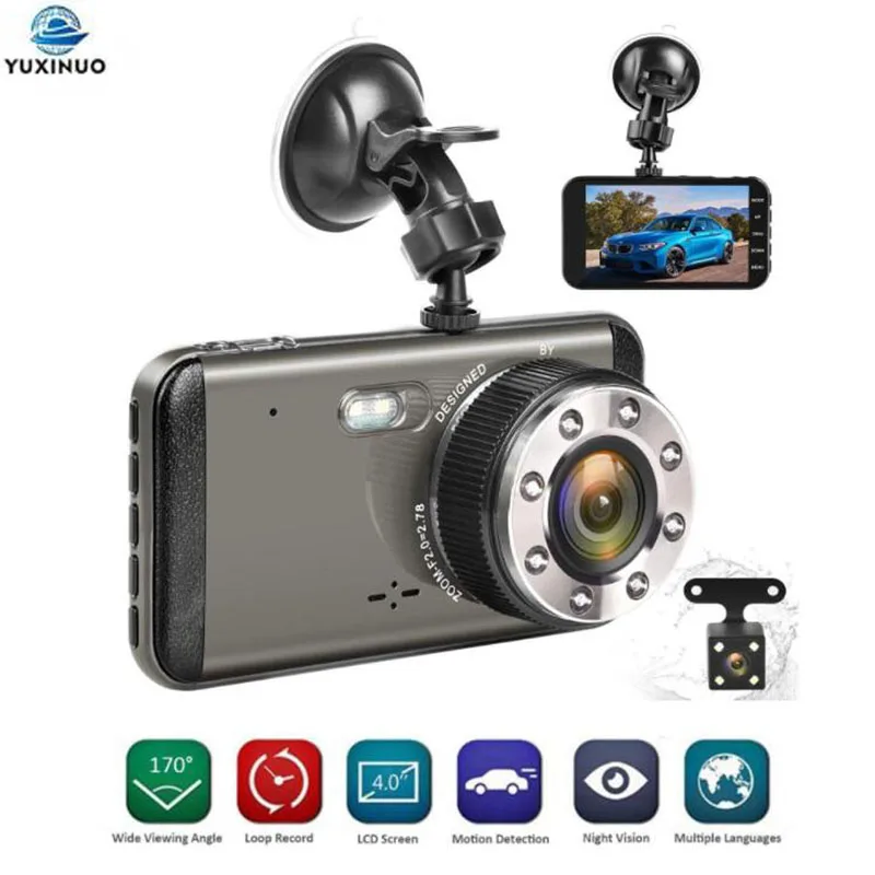 H16 1296P Car Dash Cam Front Rear View Dual Lens Dash Camera Video Recorder HD 4 Inch ADAS Loop Recording Night Vision G-sensor dash cam pro plus a500s 1944p gps adas car cameraa500s car dvr 24h parking support rear cam 140fov auto recorder