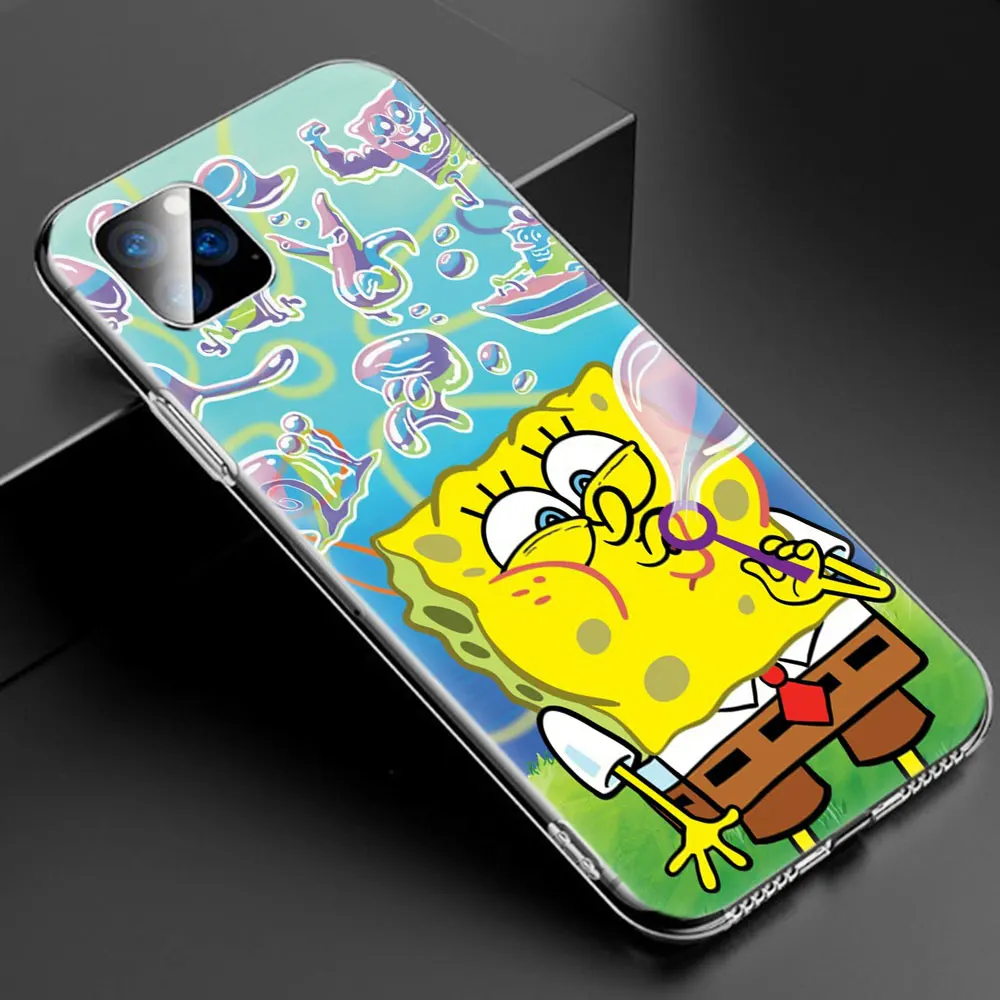 Милый мягкий силиконовый прозрачный чехол с губкой Бобом для Apple iPhone 11 Pro XS Max X XR 6 6s 7 8 Plus 5 5S SE Модный чехол - Color: 010