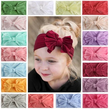

16 Colors Nylon Headband for Baby Girls Baby Boys Soft Bow Knot Turban Hair Bands Baby Hair Accessories for Children Headwear.