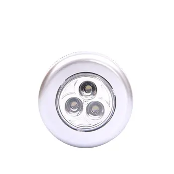 

3 LED Silver Closet Cabinet Lamp Battery Powered Wireless Stick Tap Touch Push Security Kitchen Bedroom Night Light