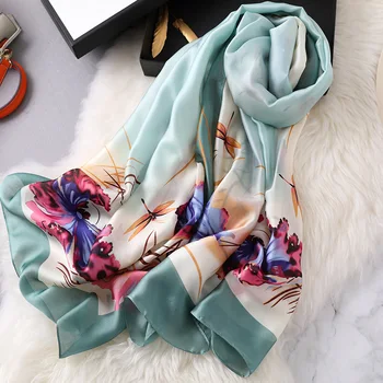 

2020 New Print shawls and wraps summer silk scarf for women floral printed femme hijab foulard