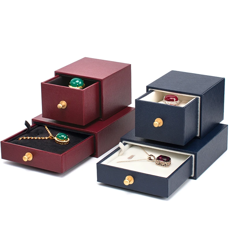 

High Quality Ring Pendant Necklace Box with Drawer Box Design Jewelry Packaging Gift Case in Stock Wholesale