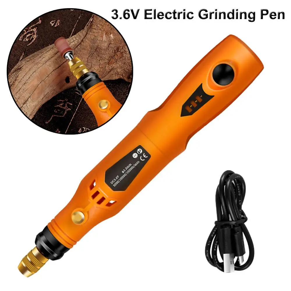 

3.6V Mini Electricity Charging Small Electric grinder Jade Carving Engraving Pen Drill Grinding Machine Tool Bare Metal