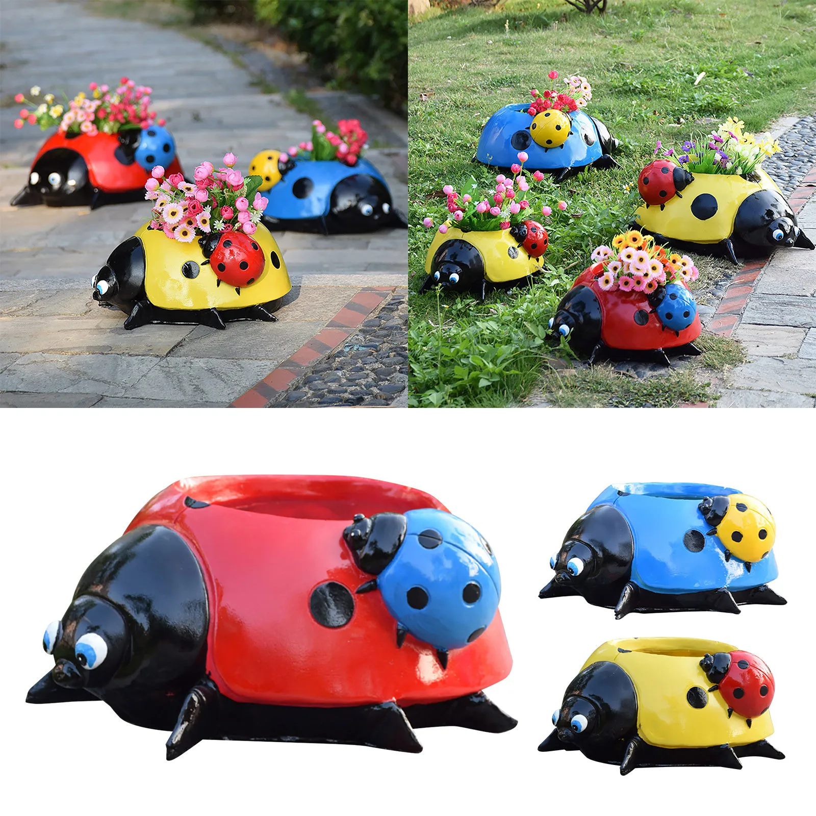 

Animal Ladybugs Flower Pot Garden Decoration Outdoor Sketches Simulation Planters Garden Accessories Planter Dropshipping