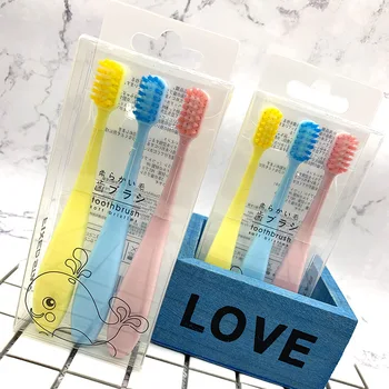 

Cartoon Children Soft Bristle Toothbrush Set Three Sticks Macarons Color