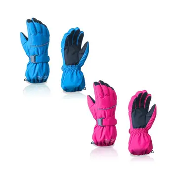 

Children Winter Warm Ski Gloves Sports Waterproof Windproof Snow Mitten Adjustable Ski Strap Skiing Gloves