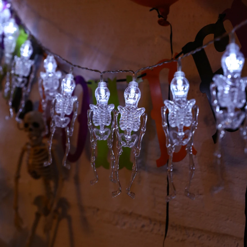 

20 Leds 3m Halloween Led String Lights Skeleton Lanterns Lamp For Diy Home Party Festival School Decoration Night Light Supplies