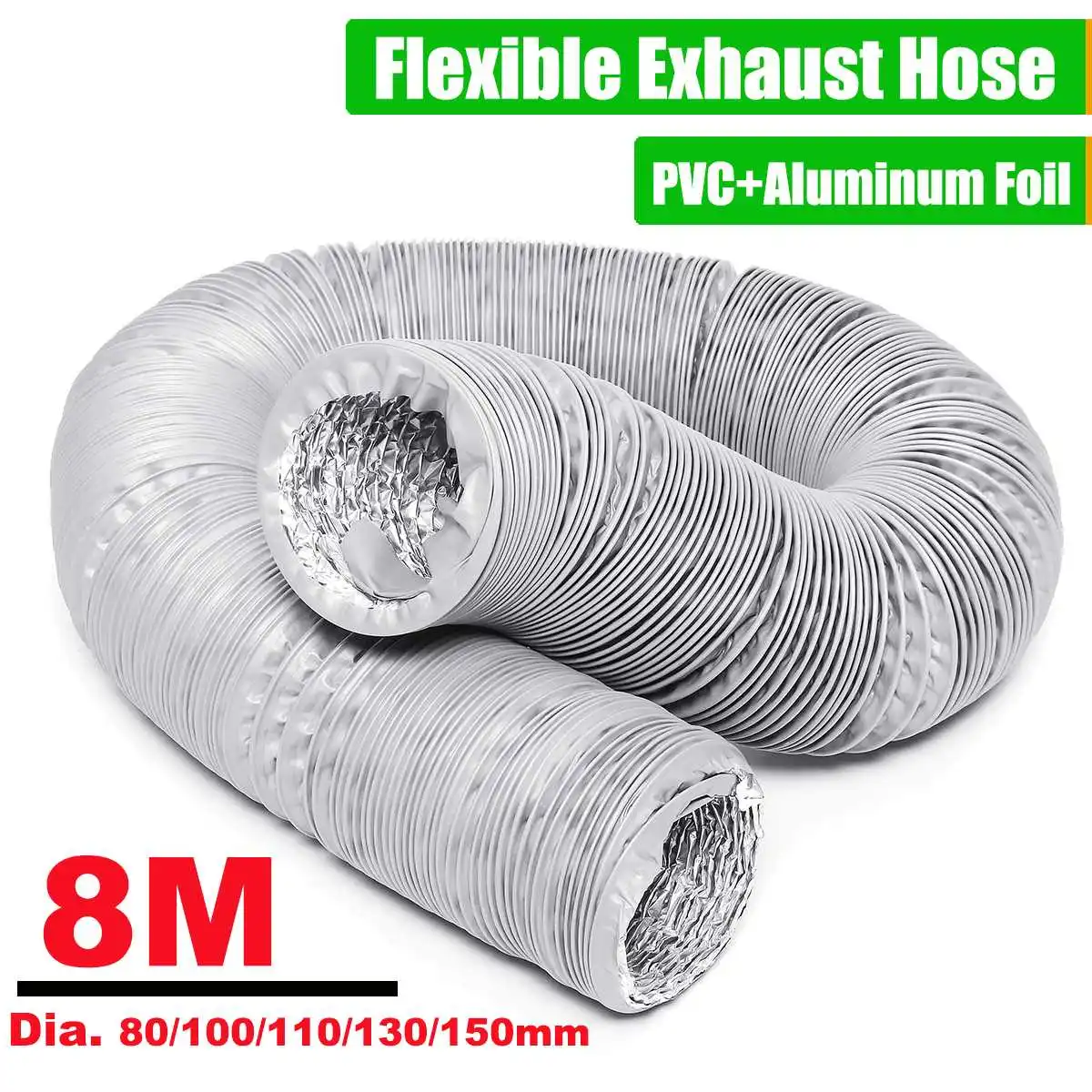 

8M Flexible Air Conditioner Exhaust Pipe Vent Hose Air Conditioner Window Vent Pipe 150/130/110/100/80mm