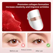 Светодиодный маска для лица, фотонная маска для красоты, 3 цвета, светильник для ухода за кожей, омоложение, удаление морщин и акне, косметический спа-инструмент для лица