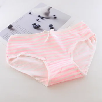 

6pcs Female Underwear Striped Navy Bow Underwear Bow Triangle Briefs Low Waist Women's Underwear for Home (Pink, Light Blue, Dar