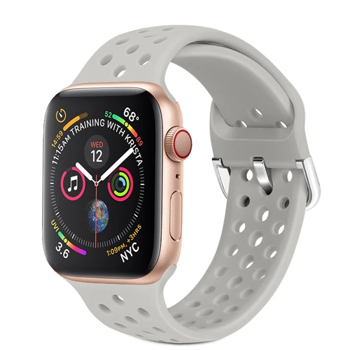Ремешок для apple Watch 42 мм 38 мм iwatch 4 ремешка 44 мм 40 мм спортивный силиконовый дышащий Браслет apple Watch 4 3 2 1 Аксессуары - Цвет ремешка: Light gray
