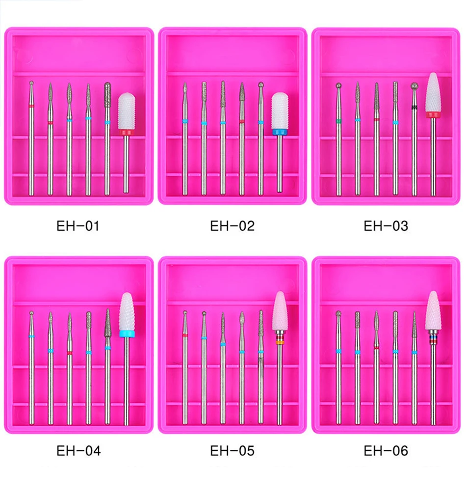 6 шт. керамические сверла для ногтей маникюрный электрический шлифовальный Полировальный Набор аксессуары инструменты пилки для ногтей вращающаяся мельница для кутикулы фрезы