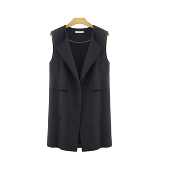 

Women Sleeveless Waistcoat Casual Cardigan Tops Long Solid Color Coat -MX8