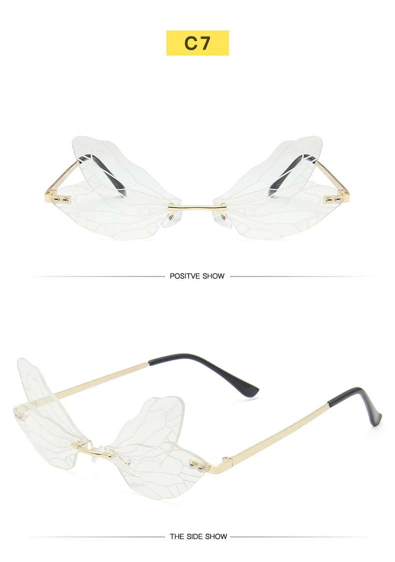 New Fashion Dragoy  Sunglasses Women Men Brand Design Rimless Wave Eyewear  Trending Narrow Sun glasses_voghion.com