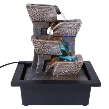 

Simple Style Resin Desktop Fountain Home Tabletop Water Decoration Ornament with LED Light Waterfall Desktop Fountain Fountain