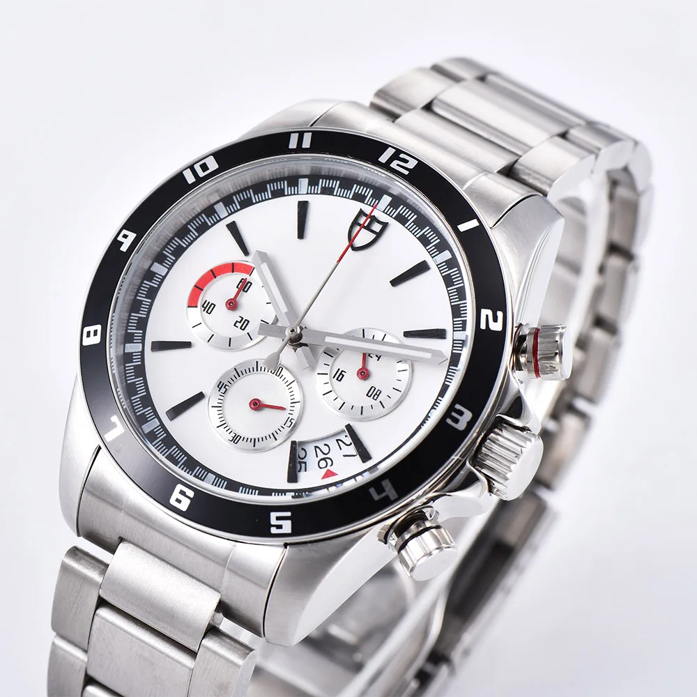 

2019 New Men's Watch 43mm Chronograph Quartz Japanese Movement VK63 316L Stainless Steel Case Multi-function Watch
