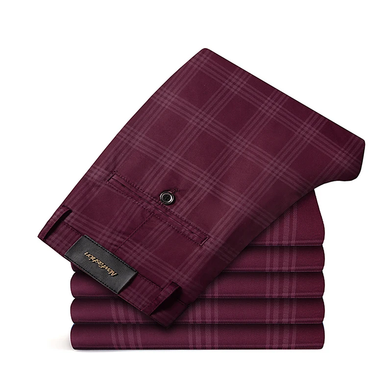 Casual Pants Formal Trousers Men's Plaid Casual Pants Business Fashion Slim Stretch Male Skinny Trousers 7 Color 2025 Spring