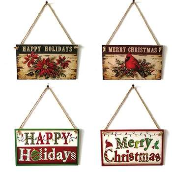 

1PC New Year Wooden Door Hanging Sign Christmas Tree Ornament Christmas Decoration For Home Wooden Pendant Birthday Gift