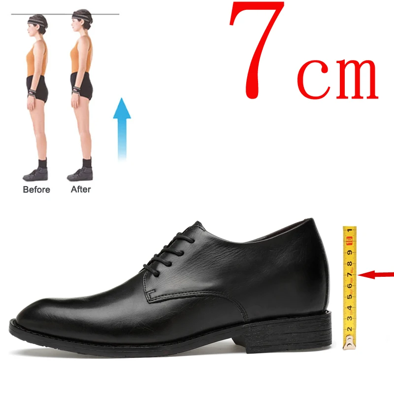 

Shoes Men Sneakers Leather Invisible Height Increased Insoles 7CM High Heels Men Increase Shoes Hidden Wedge Heel Elevator Shoes