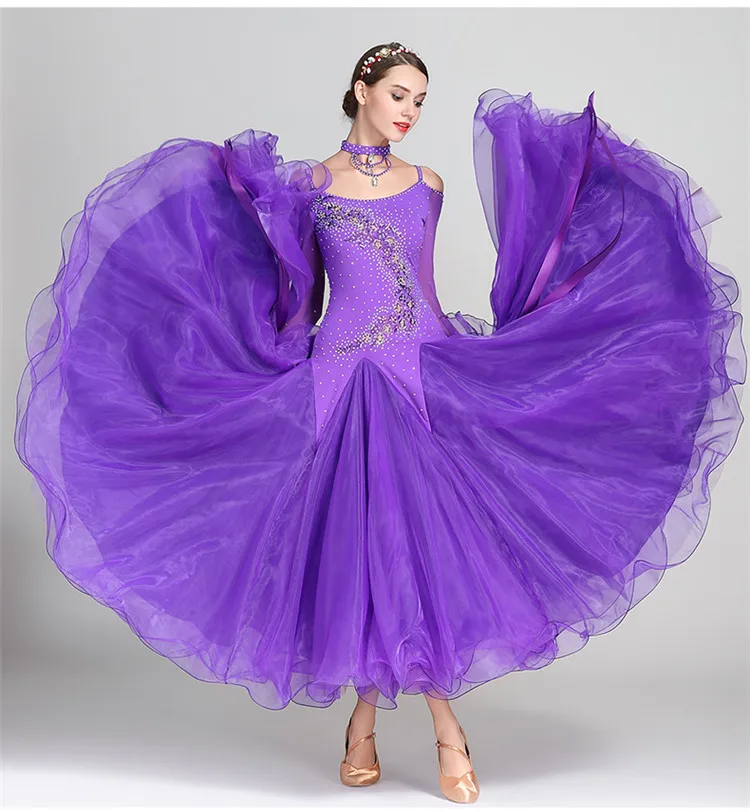 Фиолетовый Women Girls Performance Wear Standard Dancing Ballroom Dress - Цвет: Фиолетовый
