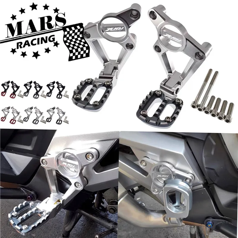 For HONDA XADV X-adv 750 XADV750 2018 2019 2020 Motorcycle Aluminum Alloy Rear Pedal Foot Stand Folding Footrests Passenger Foot