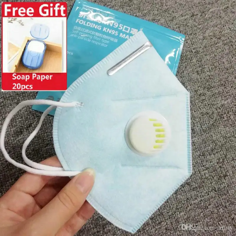 

24 hours ship! Folding N95 FFP2 Mask Anti-dust Respirator Face KN95 Mask with Self-priming Filter With Retail Package