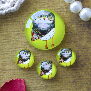 

12mm 25mm 14mm 16mm 18mm 20mm Photo Glass Cabochons Round Cameo Set Handmade Settings Owl 12