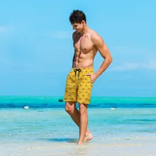 Модные Длинные плавки для мужчин, желтый цвет, с принтом, плавки, штаны, одежда для плавания, Мужская сексуальная одежда для плавания, для бассейна, Traje De bauno#3