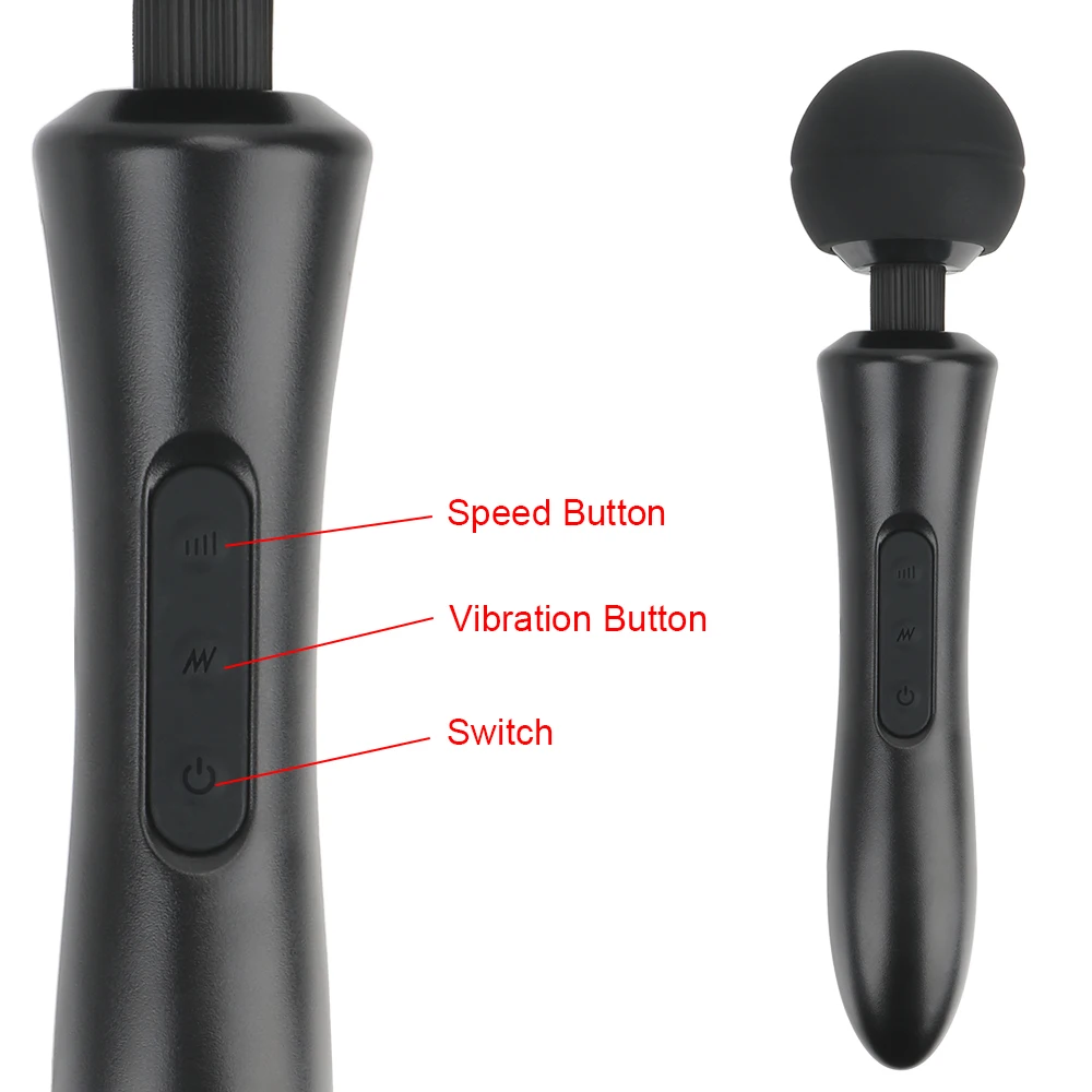 Potente vibratore a bacchetta magica, giocattoli sessuali per donne, enorme testa AV Rod, 20 frequenze, 8 velocità, massaggio corporeo, vibrato_voghion.com