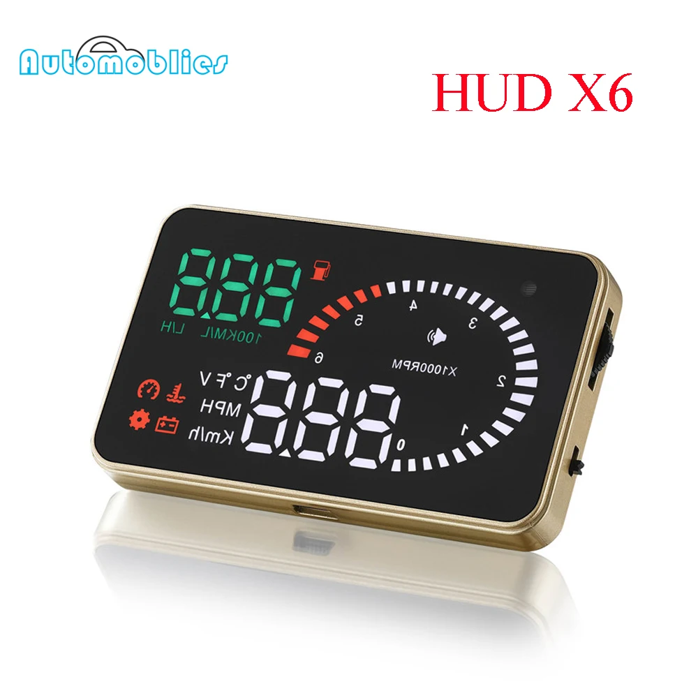 Hud OBD2 Car Speed Projector Windshield Projection X6 New Car Styling Electronics Tuning Cars Speed RPM Water Temperature Alarm