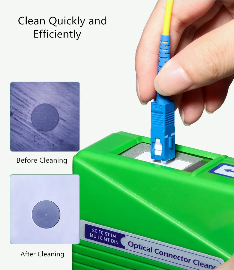 FTTH KomShine KCC-550 SC FC ST LC MU MT D4 DIN Optical Connector Cleaner Cleaning Box Cleaning Tool 500+ Times Green