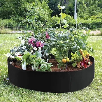 

Fabric Raised Garden Bed Round Planting Container Grow Bags Breathable Felt Fabric Planter Pot For Plants Nursery Pot