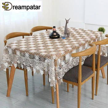 

European Pastoral Knit Embroidery Flowers Home Tablecloth Exquisite White Gray Crochet Hollow Furniture Dust Cloth ML315A