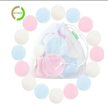 

Cotton Rounds Reusable 16 Packs Facial Remover Double layer Wipe Pads Washable Bamboo Fiber Cosmetic Nursing Pads Laundry Bag