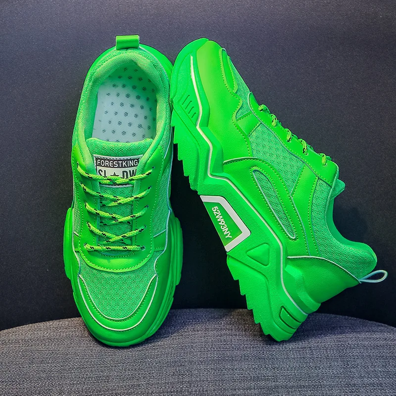 Vrouwen Chunky Sneakers Hoogte Toename Groen Geel Wit Kleur Dikke Zool Air  Mesh Vrouw Casual Schoenen Drop Shipping|Sneakers voor vrouwen| - AliExpress