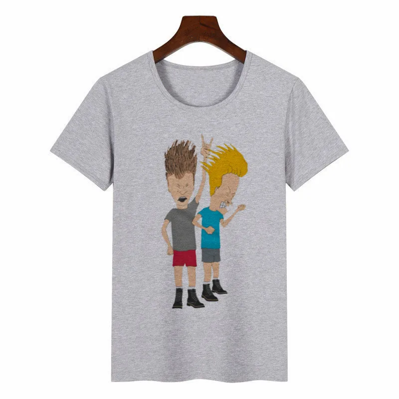 Новая Летняя женская футболка Beavis and Butthead, футболки с графическим принтом, Женская Футболка Harajuku, женские топы аниме, эстетическая одежда - Color: P1632B-grey