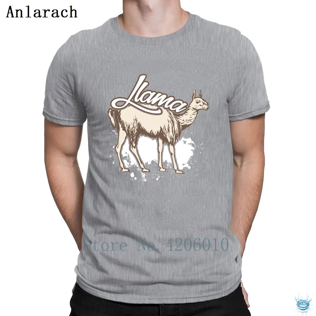 Llama футболка новые футболки Фитнес Летний стиль футболка для Для мужчин трикотажные штаны приталенные хлопок - Цвет: Gray