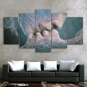 

Nordic HD Printed Poster 5 Piece Canvas Art Abstract Love Kissing Painting Decor Wall Art Decoration for Living Room