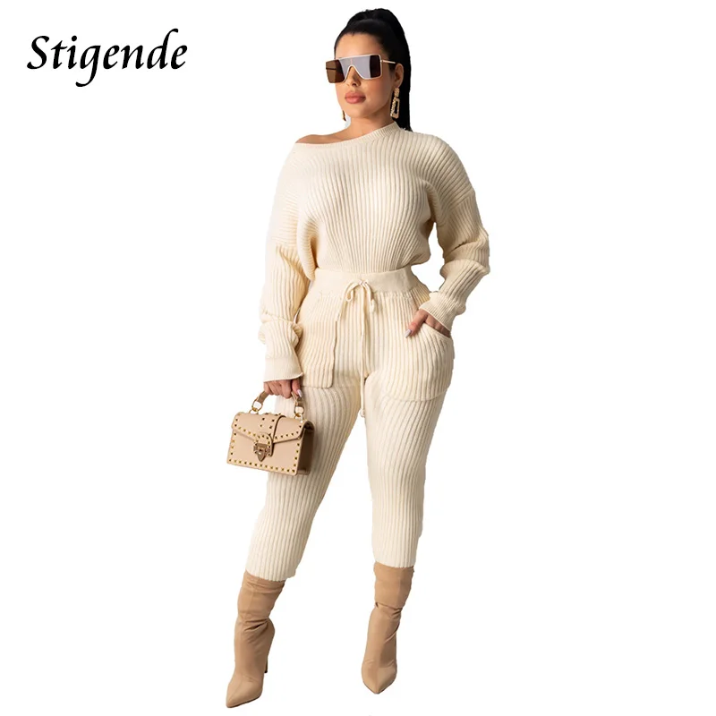 Женский Повседневный Трикотажный костюм-двойка на завязках |