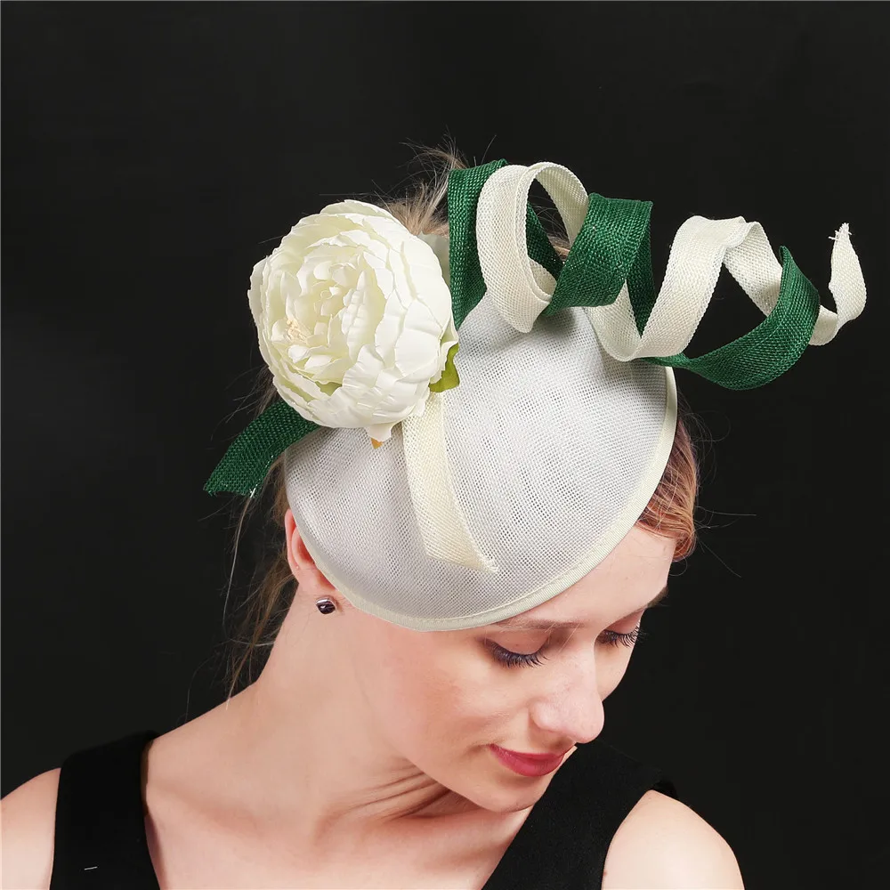 Дамские шляпки millinery цвета слоновой кости, украшенные цветами, вуалетки для волос, свадебные женские элегантные великолепные головные уборы с петлями, головной убор, повязка на голову