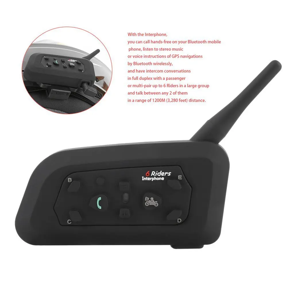 3,5 мм BT Bluetooth для внутренней связи в мотоциклетном шлеме, гарнитура, наушники для 6 гонщиков 1200 м